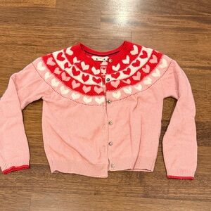 Mini Biden Pink Cardigan with Heart Pattern